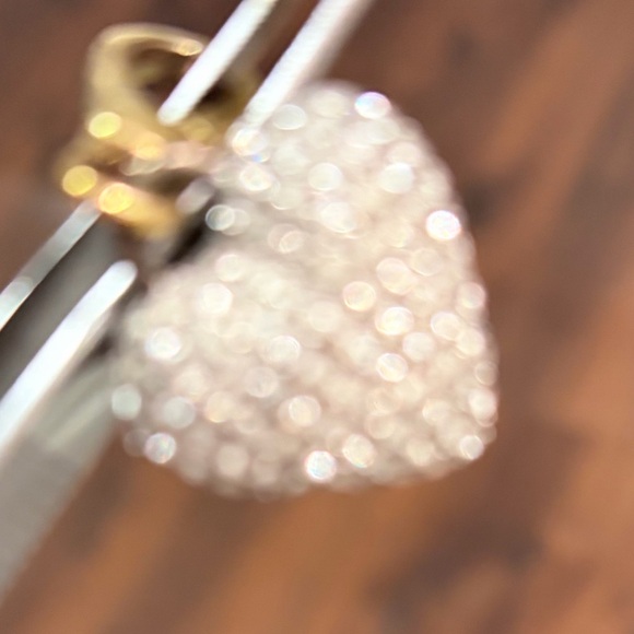 Juicy Couture Logo Signature Crystals Gold Tone Puffed Pave Heart Charm Vintage - Picture 12 of 12